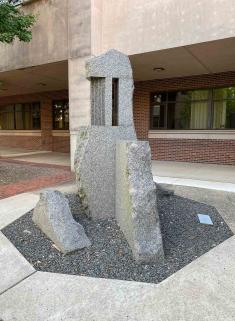 “Quaternion II” is at the west side of the Environmental and Occupational Health Sciences Institute on Busch campus at Rutgers-New Brunswick.